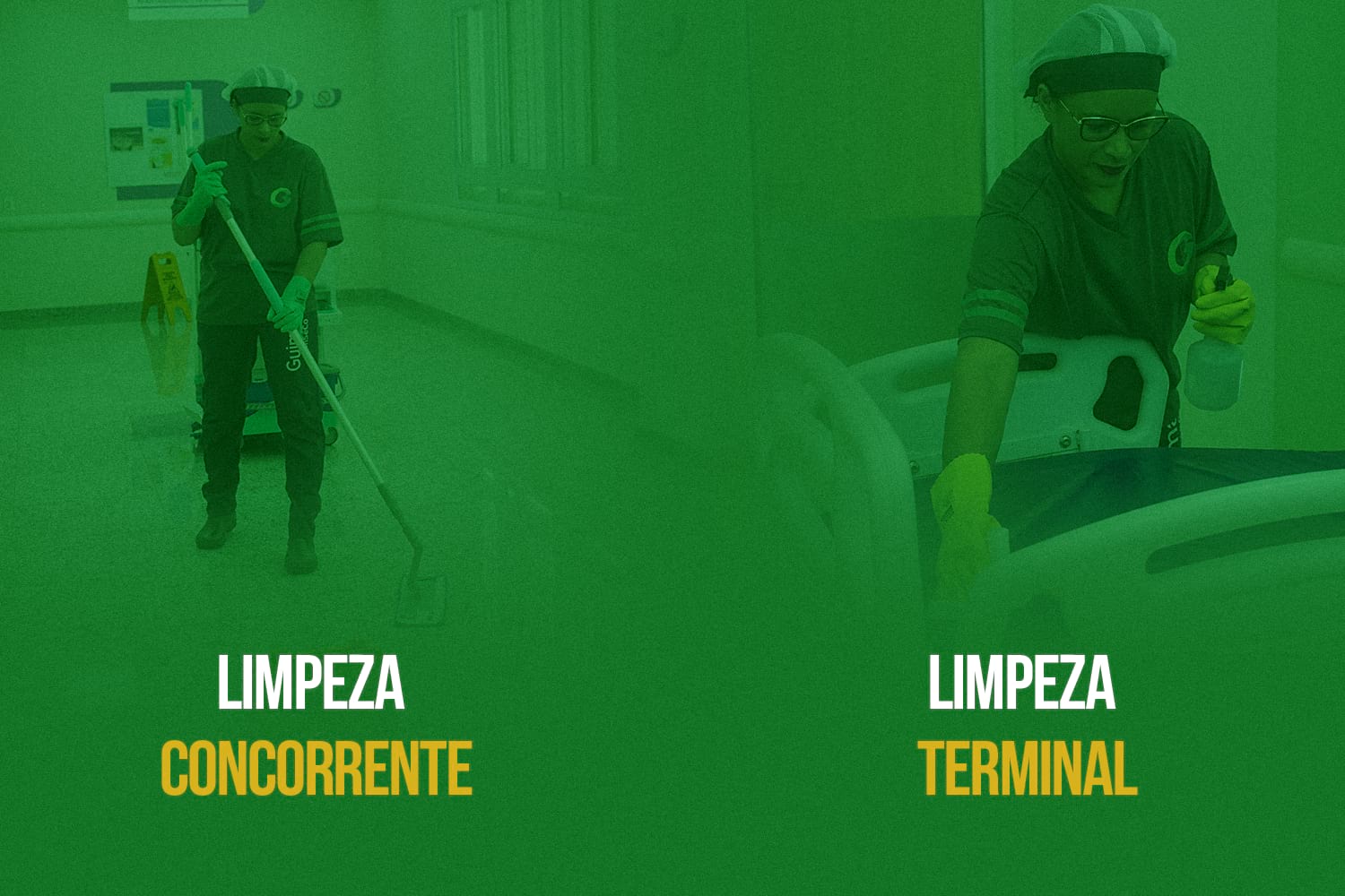 Tipos de Limpeza Hospitalar Ilustração de limpeza concorrente e limpeza terminal em ambiente hospitalar